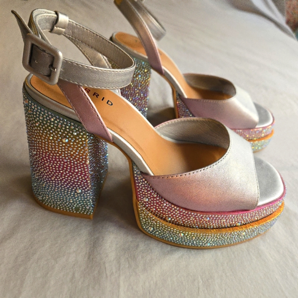 Torrid 🌈 Pride Double Platform Heel Sandal 10WW - Extra Wide Width NWOB
